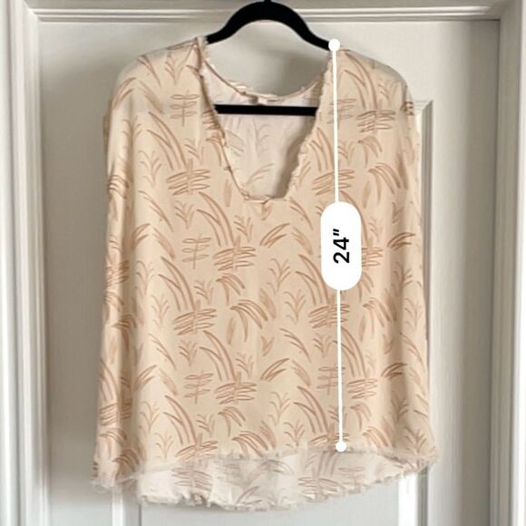 💠 Grade & Gather Square Neck Cream Apricot Tank Raw Edge Size M - Picture 3 of 9